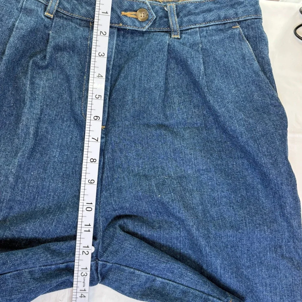Basic Editions Womens High Rise Pleated Denim Shorts Blue Medium Wash Size 6 VTG